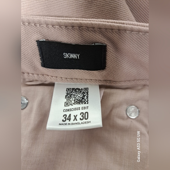 Express Skinny Jeans 34 X 30  Zipper Fly Five Pocket Pale Blush Color - Picture 5 of 8